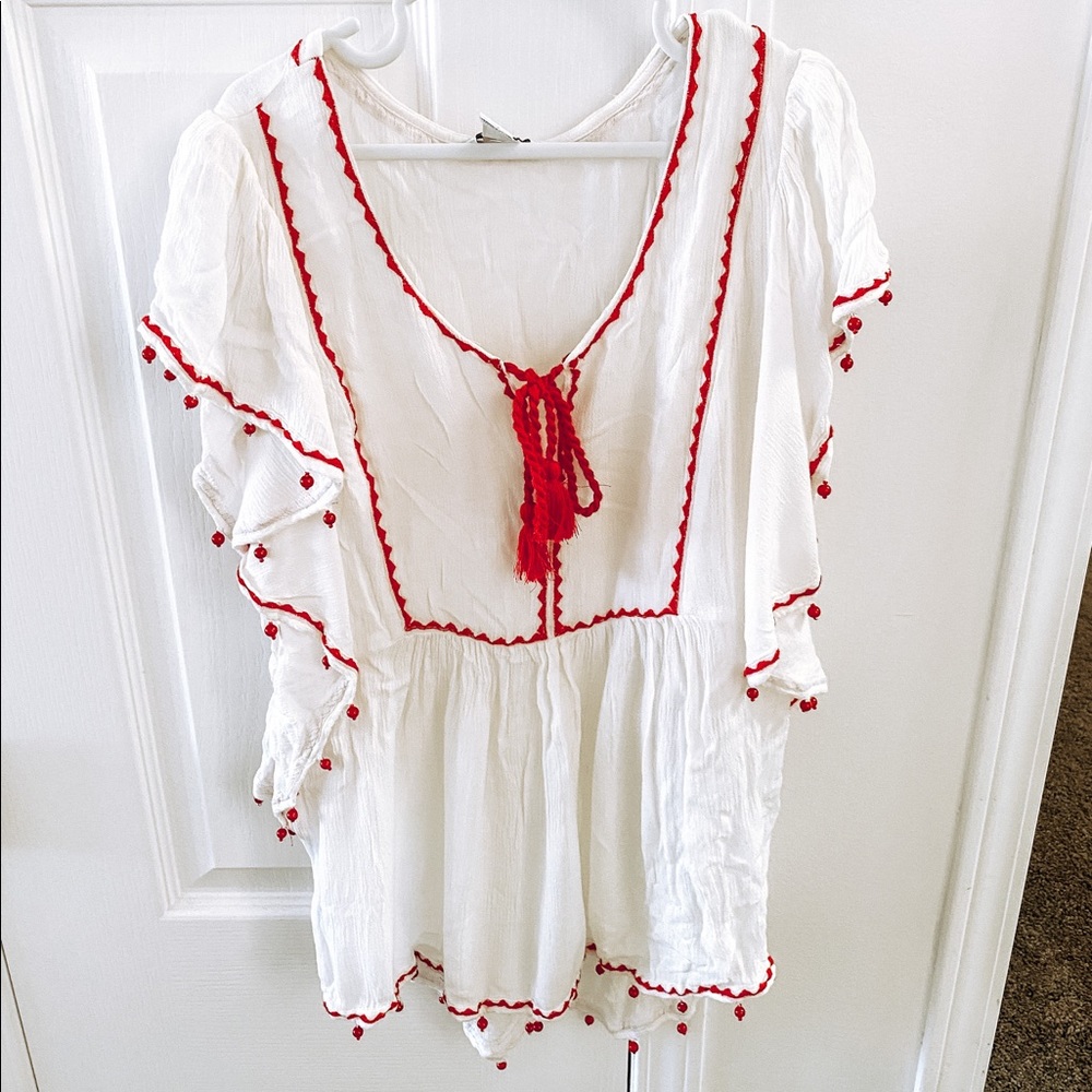 Forever 21 boho bohemian Beaded trim Blouse